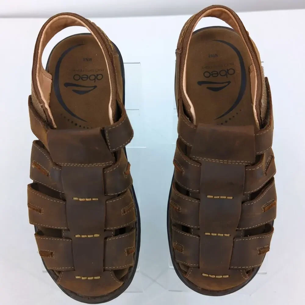 Abeo Sandals Mens 8 Brown Leather Burke Fisherman Bio System Neutral Footbed